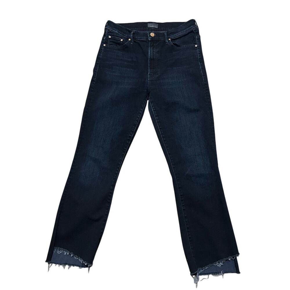 Mother The Insider Crop Step Fray Jeans Womens 28 Dark Wash Raw Hem Crop Skinny